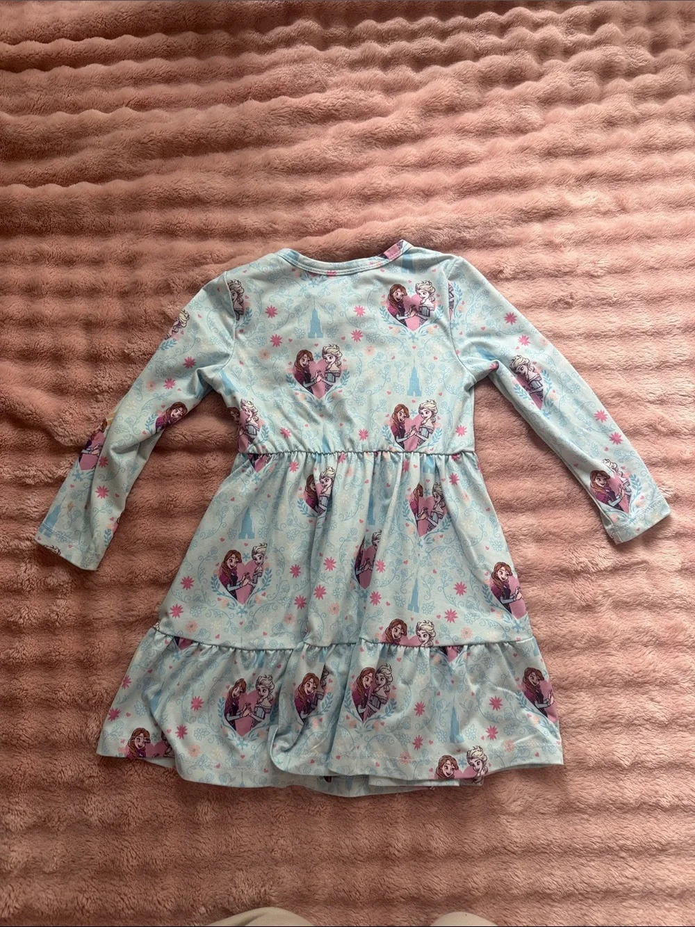 Disney Light Blue Frozen Elsa & Anna Long Sleeve Tiered Dress